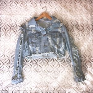 Distressed denim jacket